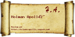 Holman Apolló névjegykártya
